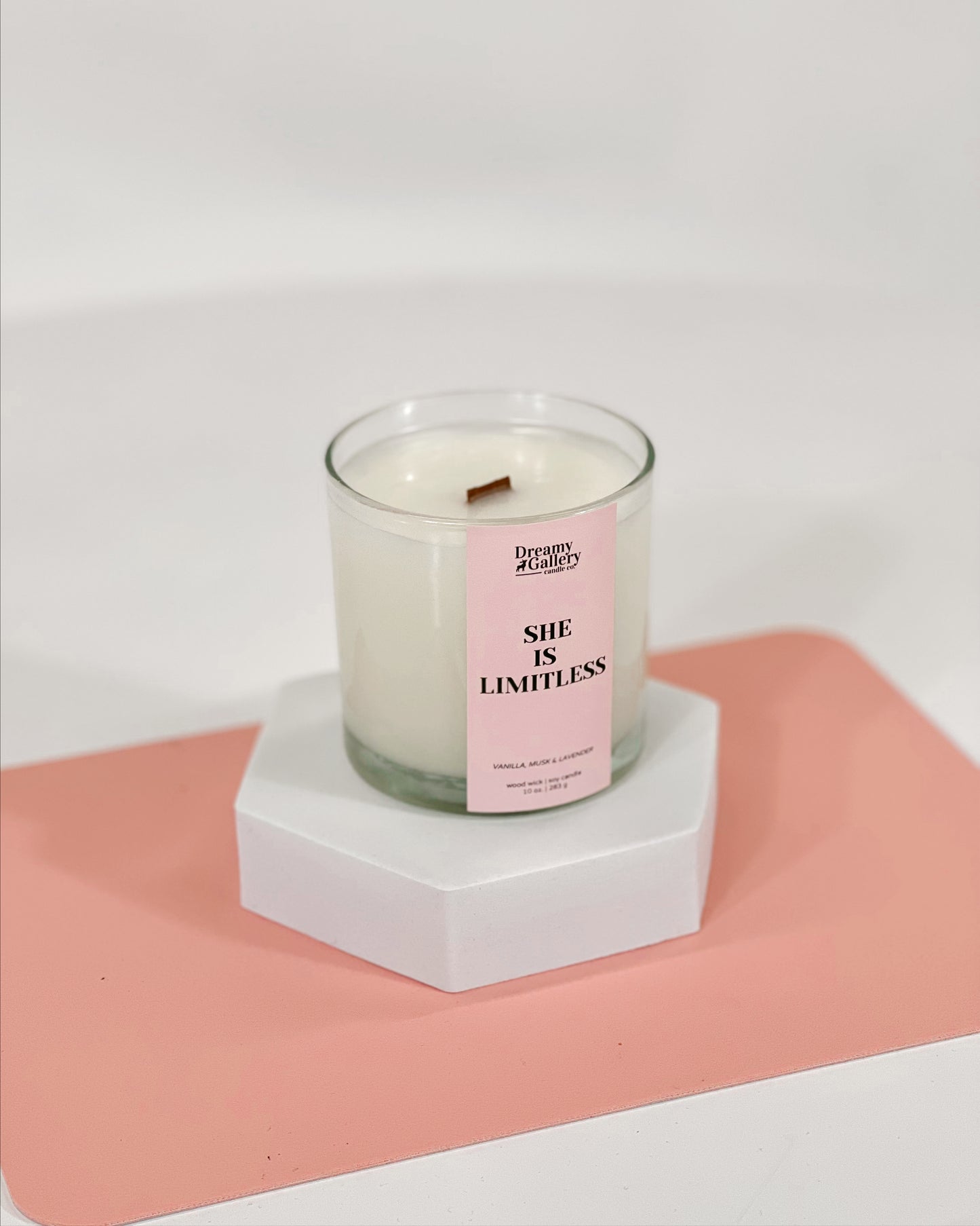 SHE IS LIMITLESS- WOOD WICK CANDLE
